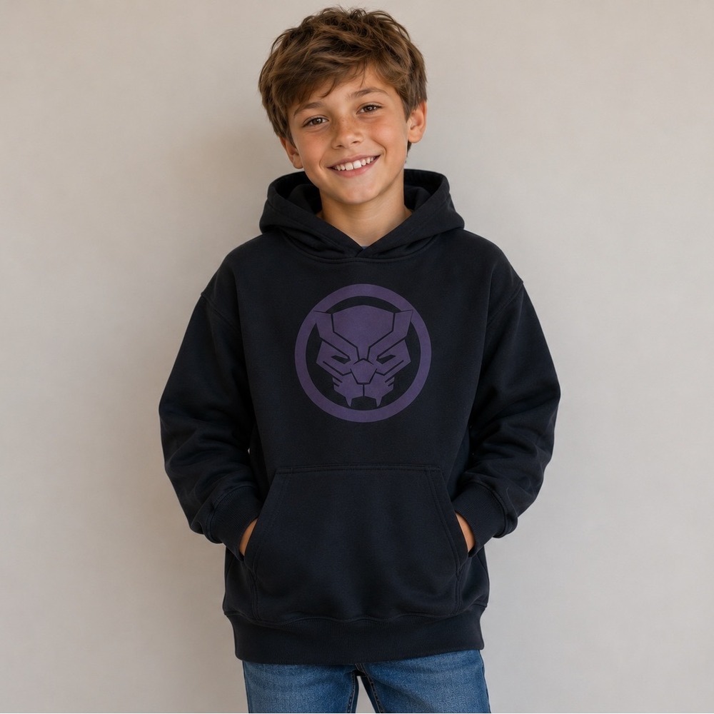 Gap Kids Marvel Black Panther Hoodie Black Purple Graphic Size L 10 Pullover